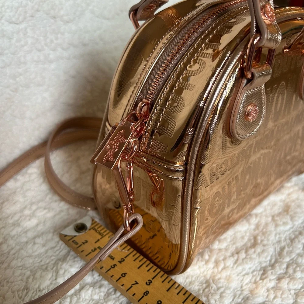 NWT Von Dutch Bowler Handbag Rose Gold Metallic Y2K Alternative Goth - Picture 4 of 6
